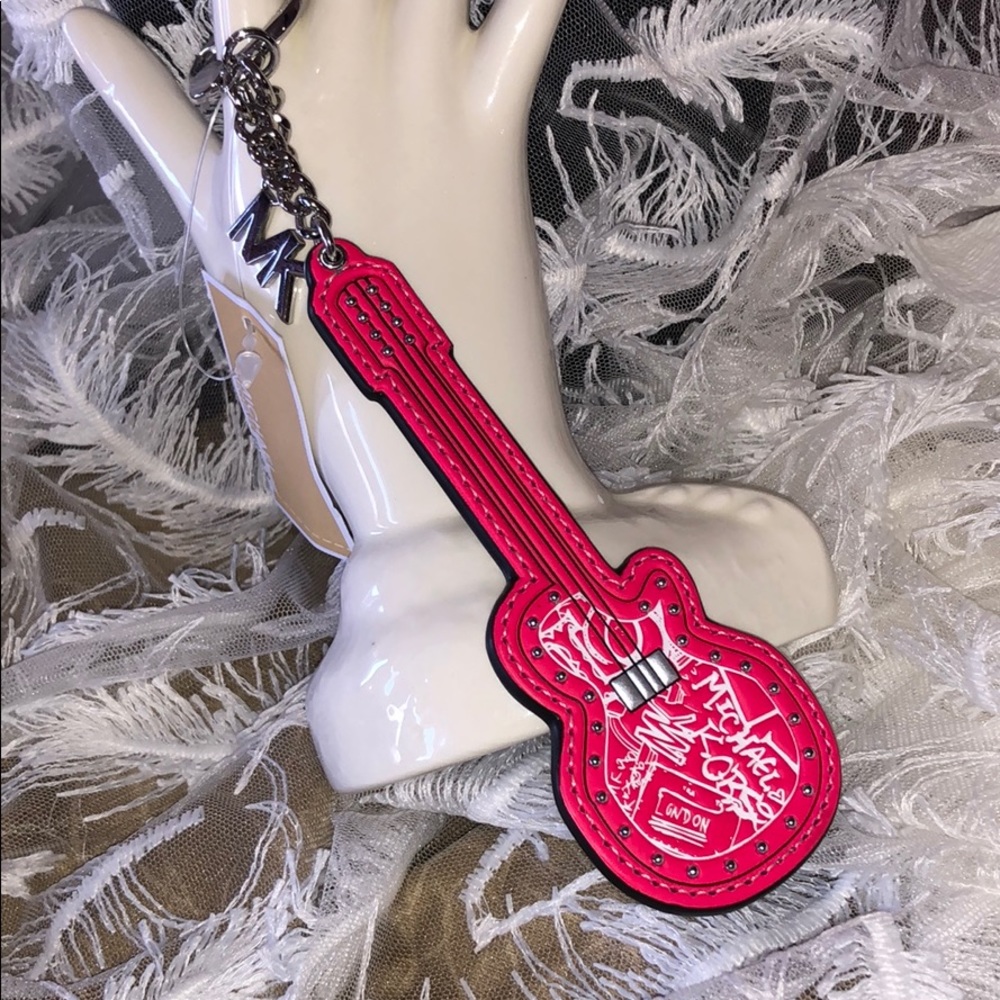 Michael Kors Keychain pink graffiti guitar